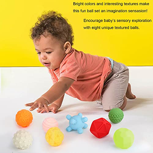 Bolas texturizadas para bebés - clasificación de Juguetes apilables, Juguetes de Habilidades motoras, Juguetes sensoriales táctiles para niños pequeños, niñas de 6M + con chirridos, Paquete de 20