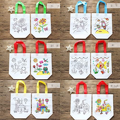 Bolsas para Colorear 12 Pcs (Diferentes Diseño) con 24 Pasteles de Aceite cumpleaños comuniones colegios guarderías y Celebraciones