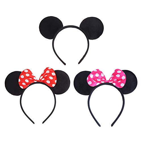 boogift 6 Pcs Orejas de Minnie Mouse, Mickey Mouse Mickey Fiesta de Cumpleaños Decoracion Cumpleaños Minnie Diademas Minnie Mouse Suministros de la Fiesta de Mickey