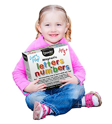 Boxiki Kids Conjunto de letras y números del alfabeto magnético de 80 piezas para niños Letras magnéticas Números y símbolos matemáticos
