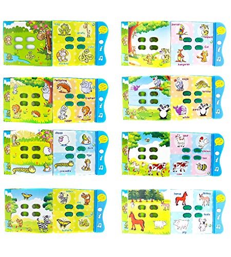 Boxiki kids Libro de Sonidos Aprendizaje de los Animales en Inglés por Libro de Actividades para el Desarrollo de Niños Pequeños y Bebés. Libro Electrónico de Animales.