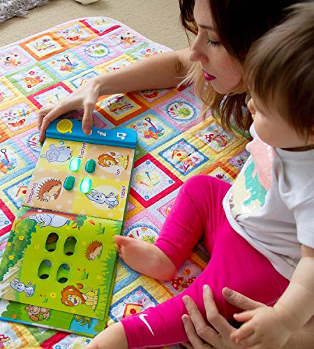 Boxiki kids Libro de Sonidos Aprendizaje de los Animales en Inglés por Libro de Actividades para el Desarrollo de Niños Pequeños y Bebés. Libro Electrónico de Animales.