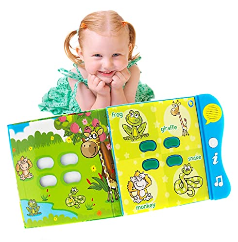 Boxiki kids Libro de Sonidos Aprendizaje de los Animales en Inglés por Libro de Actividades para el Desarrollo de Niños Pequeños y Bebés. Libro Electrónico de Animales.