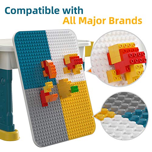 burgkidz Juego de Mesa y Silla para Niños con Bloques de Construcción Grandes de 135 Piezas, Mesa Grande de Actividades para Niños y Niñas para Dibujar y Cenar, Manualidades y Tareas