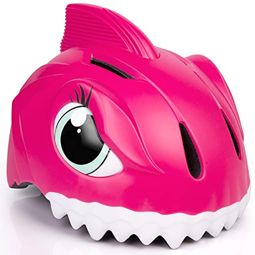 Casco de bicicleta infantil 3D Shark Animal para niños, niños y niñas, para bicicleta, scooter, monopatín y bicicleta, con certificado CE (49-55 cm) (rojo)