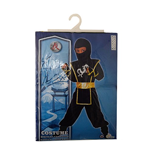 Cesar - Traje Ninja Disfraz Completo para niños de 5-7 años, 116 cm, color negro y oro (F516-002)