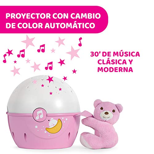 Chicco- First Dreams: Next 2 Stars Big & Small Proyector, Color rosa (7647100000)