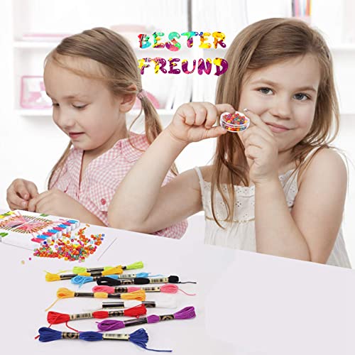 CHMMY DIY Kit de Pulsera Amistad Arte y Manualidades para Niñas Conjunto de Cuentas de Cuerdas de Colores Conjuntos de Manualidades con Tablero Tejido para Niños 3 4 5 6 7 8 9 Años Regalo para Niñas
