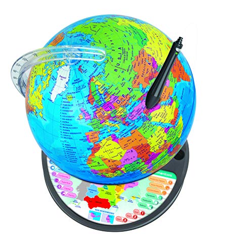 Clementoni-55386 - Exploramundo Arco Luminoso - Globo terráqueo interactivo con luz a partir de 7 años