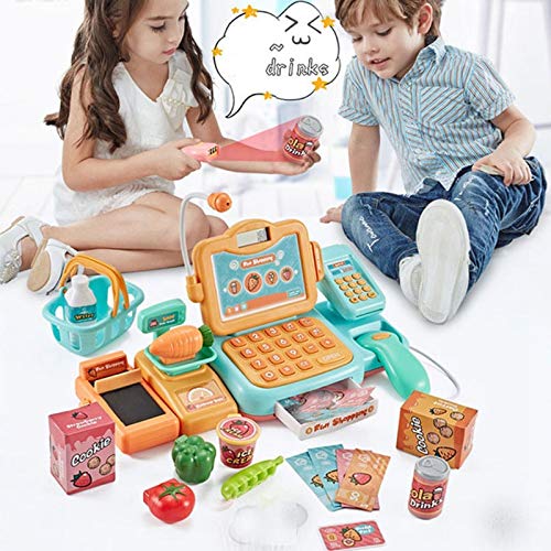 CMTKJ 24 unids/set simulado supermercado caja registradora, mini caja de papel de contador de pago, juguetes para niños (amarillo)