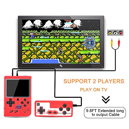 Consola de juego de mano, mini máquinas arcade integradas 400 juegos clásicos de FC clásicos, videojuegos portátiles de mano para niños y adultos, Gameboy consola Box soporte TV salida (rojo)