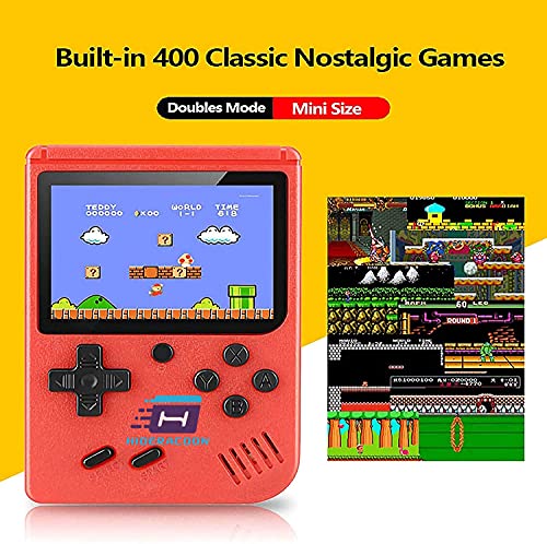 Consola de juego de mano, mini máquinas arcade integradas 400 juegos clásicos de FC clásicos, videojuegos portátiles de mano para niños y adultos, Gameboy consola Box soporte TV salida (rojo)