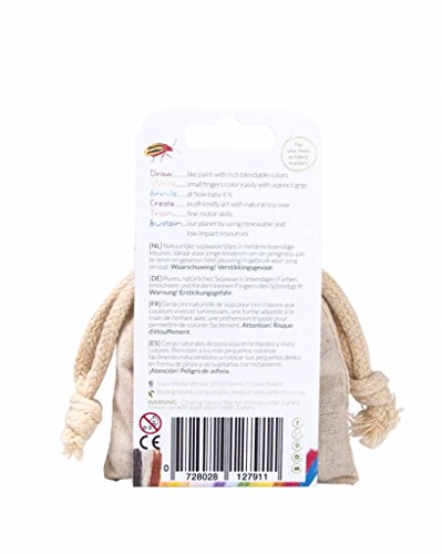 Crayon Rocks - Lápices de colores Soya para niños - no tóxicos [estimulante el mango de lápiz] - tiza duradera en una bolsa de muselina - 8, 16 o 32 colores naturales encerables - dibuje en papel y tela (8(Ocho) Lapices)