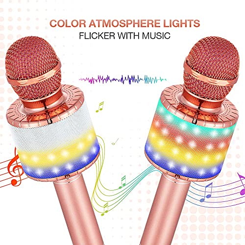 Cvozo Micrófono Karaoke Bluetooth, Microfono Inalámbrico Karaoke Portátil con Altavoz para Niños Canta Partido Musica, Compatible con Android/iOS PC, AUX o Teléfono Inteligente