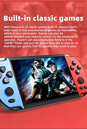CZT Color 5.1 Pulgadas Consola de Juegos MP4 incorporada 8800 Juegos Retro Video música e-Book grabación Salida de TV Consola de Videojuegos portátil Dispositivo de Juego (Azulrojo)