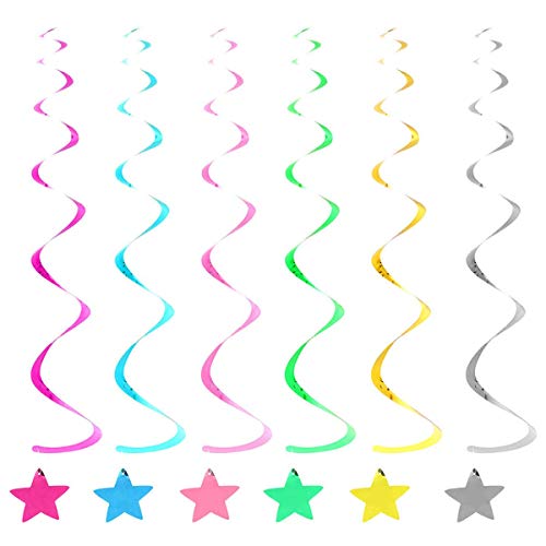 Decoración del Remolino de la Estrella Que cuelga del Techo Partido Serpentinas Supplies 6pcs zcaqtajro (Color : Silver)