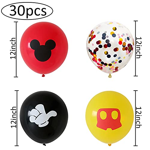 Decoraciones de cumpleaños de Mickey Mouse,globos de Mickey Mouse,Mickey y Minnie de Feliz cumpleaños Globos para fiestas de cumpleaños Decoraciones para Baby(30 globos)