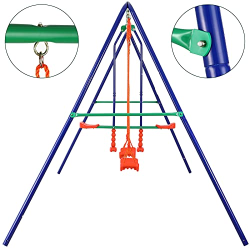 Deuba Columpio para niños jardín Juego Exterior balacín Infantil Doble 345x182x165cm para 4 niños