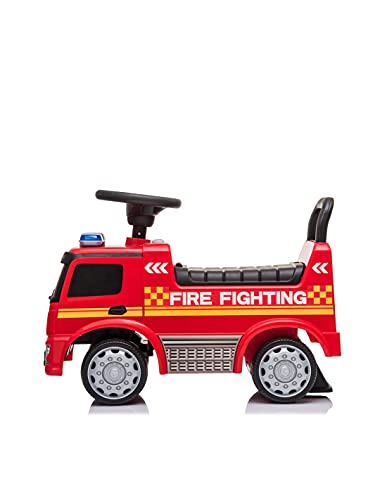 Devessport - Correpasillos Mercedes Actros - Camión de Bomberos - 63,5 x 29 x 27 cm - Ideal para niños de 1 a 3 años (Máximo 25 Kg)