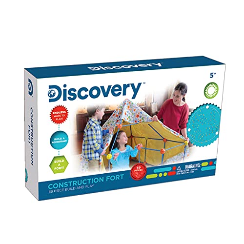 Discovery- Construye tu cabaña, Construction Fort,Tienda campaña Infantil, Casitas para niños, Casa Juguete, Color Azul, Naranja y Amarillo (6000105)