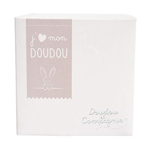 Doudou et Compagnie 303 - Conejo de peluche con mantita de arrullo en caja de regalo, color beige