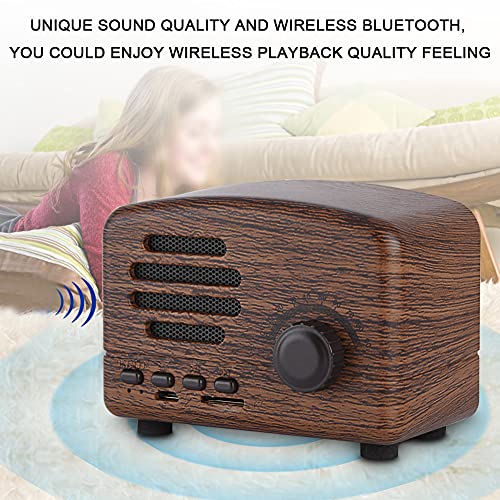 Dpofirs Altavoz Bluetooth Retro portátil de 5 '', Radio FM de Escritorio de Madera, estéreo bajo, eficiencia de Tubo, diseño de Circuito Innovador, Programa Bluetooth CSR 4.0(Grano de Madera)