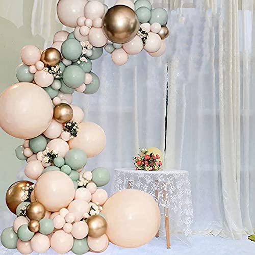 DriSubt Kit de guirnalda de globos para fiestas de cumpleaños, decoración de baby shower, 115 unidades, color dorado mandarina rosa, verde oliva