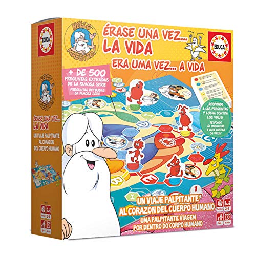 Educa Érase una Vez…La Vida. Juego de Mesa Familiar Educativo. Preguntas y respuestas sobre el Cuerpo Humano. A Partir de 6 años. 18510 + Érase Una Vez…El Hombre Juego de Mesa tivo, Multicolor