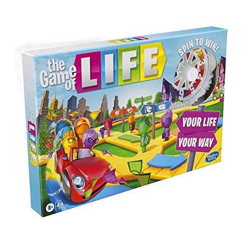 El Juego de la Vida, Juego de Mesa Familiar para 2 a 4 Jugadores, para niños de 8 años en adelante, Incluye Pinzas de Colores