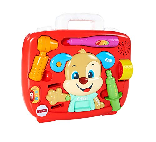 Fisher-Price FTH19 Laugh and Learn - Kit de chequeo de Cachorro, Juego de rol de los médicos para niños Hablando, Apto para niños de 18 Meses más