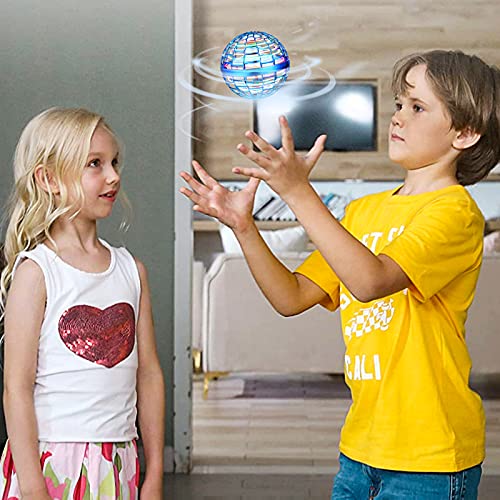 FLYNOVA PRO Fly orb Juguetes,3 Colores Mini Drones,Con 360 ° Spinner UFO Volador,Lncorporado RGB-LED Resplandor Voladora Juguetes,Adecuado para niños y adultos en interioresyExterioresJuguetes(Azul)