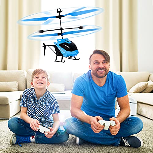 FORMIZON Helicóptero RC, Mini Helicóptero de Control Remoto con Luces LED, Despegue/Aterrizaje con un Botón Helicóptero Teledirigido para Interior y Exterior, Juguete de Regalo para Niños (Azul)