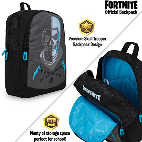 Fortnite Mochilas Escolares Juveniles, Mochila Escolar Estampado Fortnite Skull Trooper Para Niños, Mochila Negra Gran Capacidad Colegio