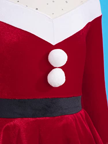 Freebily Disfraz de Navidad para Niña Vestido Terciopelo de Mamá Noel Vestido Princesa Manga Larga Invierno Disfraz Fiesta Cosplay Carnaval Niña Rojo 15-16 años