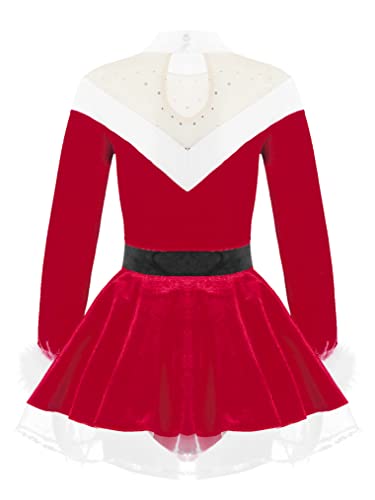 Freebily Disfraz de Navidad para Niña Vestido Terciopelo de Mamá Noel Vestido Princesa Manga Larga Invierno Disfraz Fiesta Cosplay Carnaval Niña Rojo 15-16 años