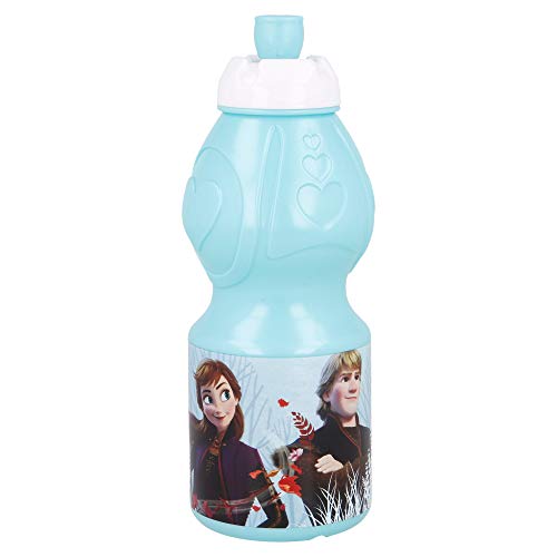 FROZEN 2 | Botella de Agua Infantil con cierre antifugas | Cantimplora Reutilizable para niños con tapón anti goteo - Libre de BPA - 400 ML