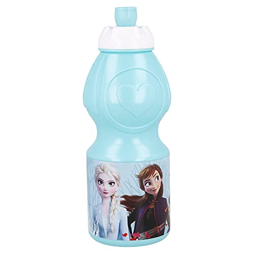 FROZEN 2 | Botella de Agua Infantil con cierre antifugas | Cantimplora Reutilizable para niños con tapón anti goteo - Libre de BPA - 400 ML