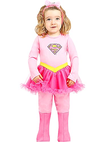 Funidelia | Disfraz de Supergirl Oficial para bebé Talla 12-24 Meses ▶ Kara Zor-El, Superhéroes, DC Comics - Color: Rosa - Licencia: 100% Oficial - Divertidos Disfraces y complementos