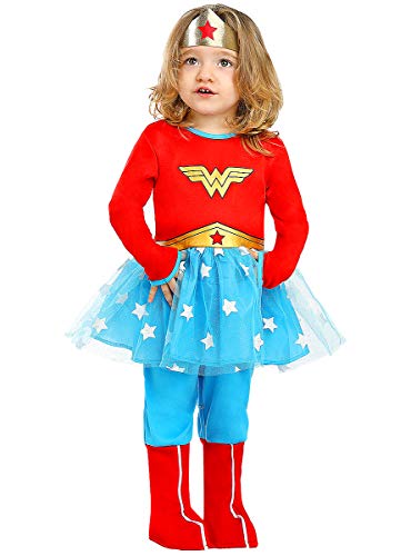 Funidelia | Disfraz de Wonder Woman Oficial para bebé Talla 12-24 Meses ▶ Mujer Maravilla, Superhéroes, DC Comics, Liga de la Justicia - Color: Rojo - Licencia: 100% Oficial