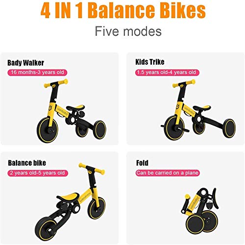 GCXLFJ Triciclo Bebe For niños de Trike de Pedales for niños Coches Triciclo de 3-6 años de Edad Pedal Niño Niña niño Antideslizante Scooters Sillas de Paseo Ajustable cómodo (Color : Yellow)