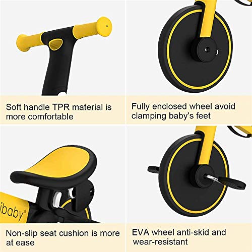 GCXLFJ Triciclo Bebe For niños de Trike de Pedales for niños Coches Triciclo de 3-6 años de Edad Pedal Niño Niña niño Antideslizante Scooters Sillas de Paseo Ajustable cómodo (Color : Yellow)
