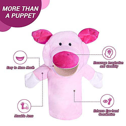 Granja de Marionetas de Mano de Animales con Felpa MóVil de Boca Abierta Juguetes de SimulacióN Contar Historias, EnseñAr, Preescolar, Juegos De Roles (5 Piezas)