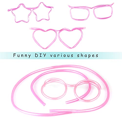 Greyoe Gafas Divertidas Pajita, 8 Piezas de Coloridos Vasos de Paja en Forma de corazón Divertidos Vasos de Paja Reutilizables con 4 Colores para Fiestas de cumpleaños de niños y reuniones Familiares