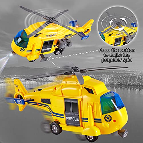 HERSITY Helicóptero de Rescate Grande Policía Modelos de Aviones de Juguete con Luz y Sonidos Aeroplanos para Niños 3 4 5 6 Años