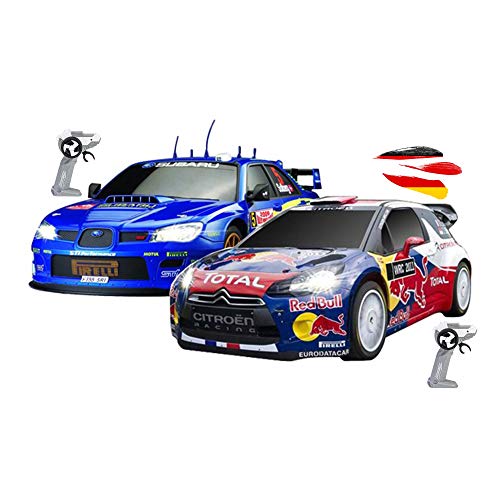Himoto HSP 2 coches teledirigidos con diseño oficial compatible con Subaru vs Citroen WRC, vehículo para emocionantes duelle, coche modelos con iluminación incluida mando a distancia.