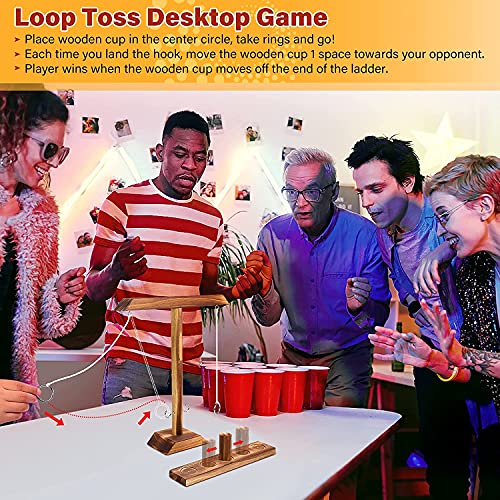 Hooks Ring Toss Game Hook and Shot Ladder Game Toss Hook and Ring Toss Fighting Game Party Ring Toss Fighting Games con marcador Juego interactivo rápido para juegos en casa (marrón)