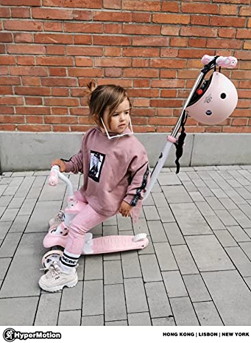 HyperMotion Draisienne - Patinete infantil de 1 a 5 años, triciclo para bebé evolutivo 5 en 1, pulsador ajustable, reposapiés, asiento, manillar ajustable, color rosa