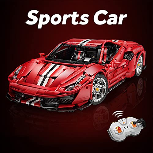 icuanuty Technic Coches para Ferrari 488 Pista, 1:8 Kit de Construcción Coche, Bloques de Construcción de Coche Deportivo Compatible con Lego Technic