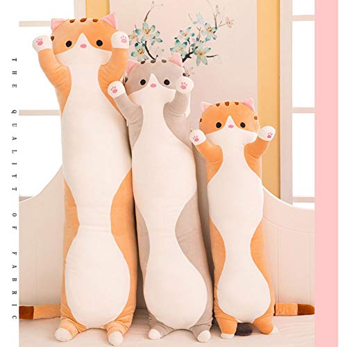 iSunday Lindo peluche gato muñeca suave peluche gatito almohada muñeca juguete regalo para niños novia (90 cm, gris1)