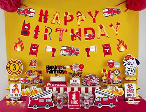 JeVenis 25 globos de cumpleaños para bomberos de bomberos de cumpleaños para fiestas de cumpleaños de bomberos, decoración para fiestas de cumpleaños y baby shower